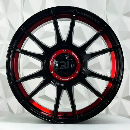 [177554] RIN 17X7.5 4-100/114.3 R1 SPORT JCW48 BLACK + RED UNDERCUT ET35 CB73.1
